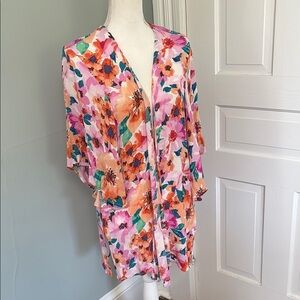 Impeccable Pig Floral Kimono Cardigan Swim Cover size Small